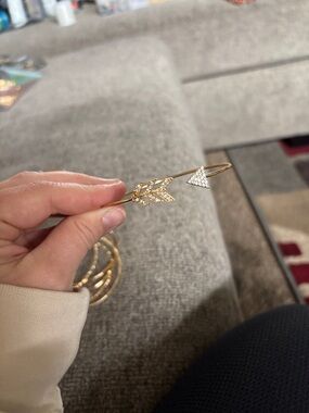 Gold Arrow Cuff Bracelet with Crystal Accents